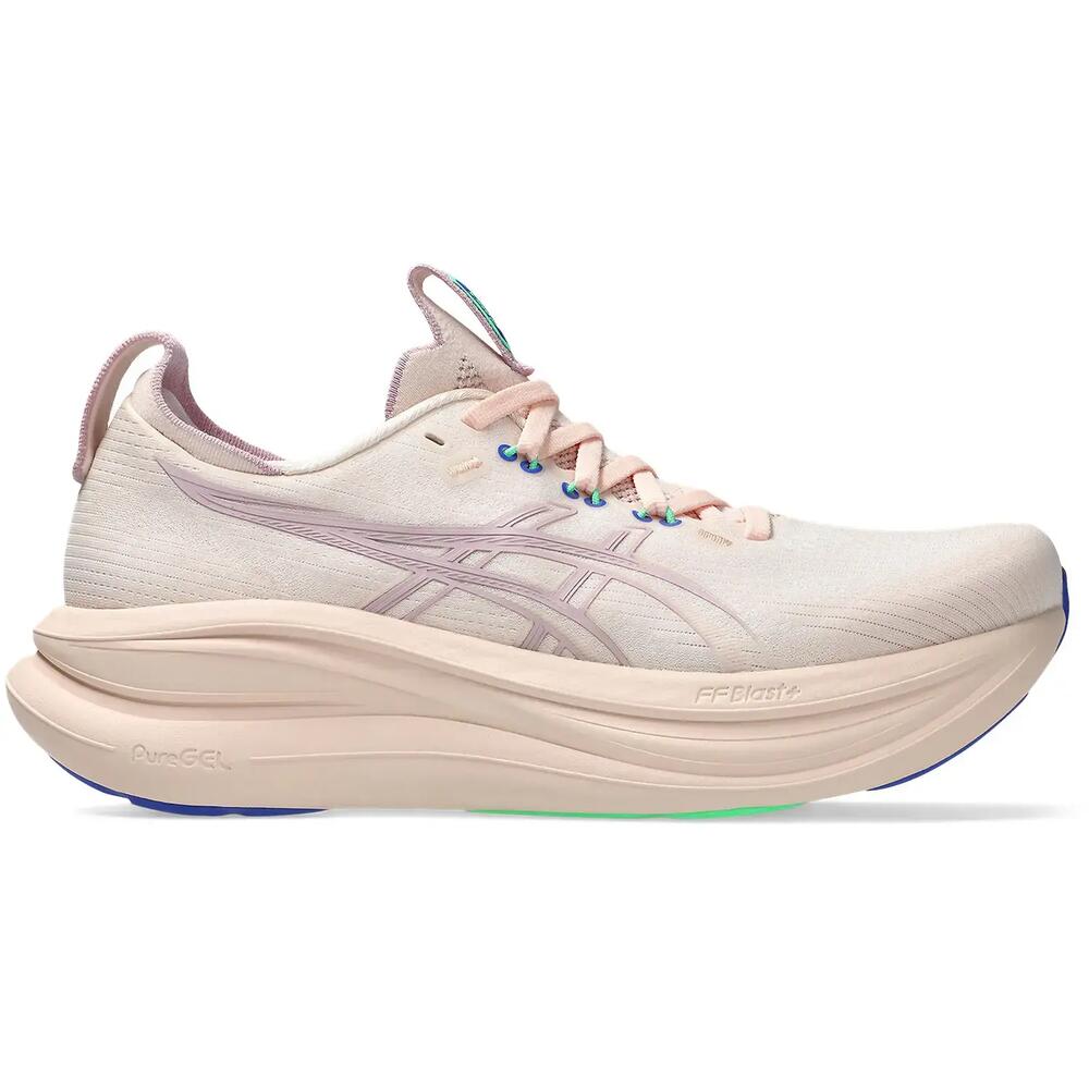 ASICS Gel-Nimbus 28 hardloopschoen voor dames in lichtroze, zijaanzicht