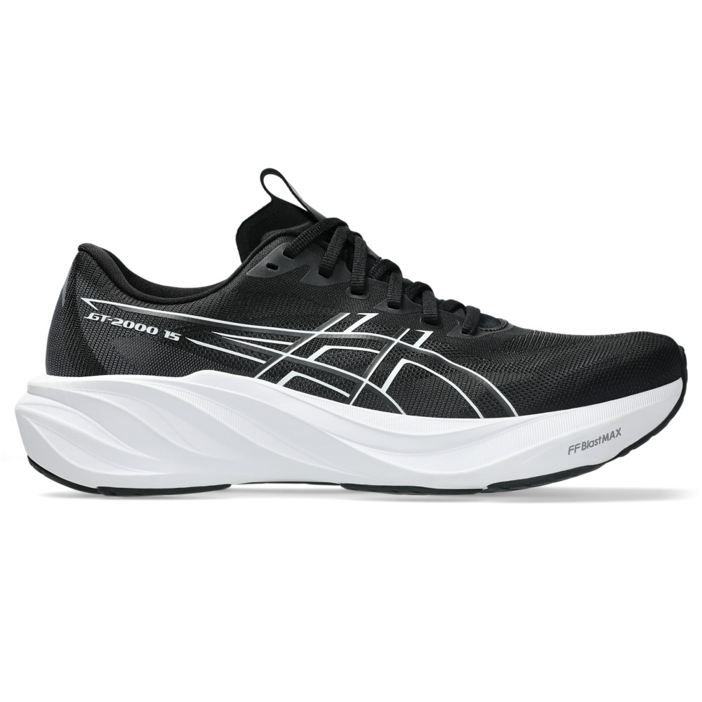 ASICS GT-2000 15 hardloopschoen in zwart en wit, zijaanzicht