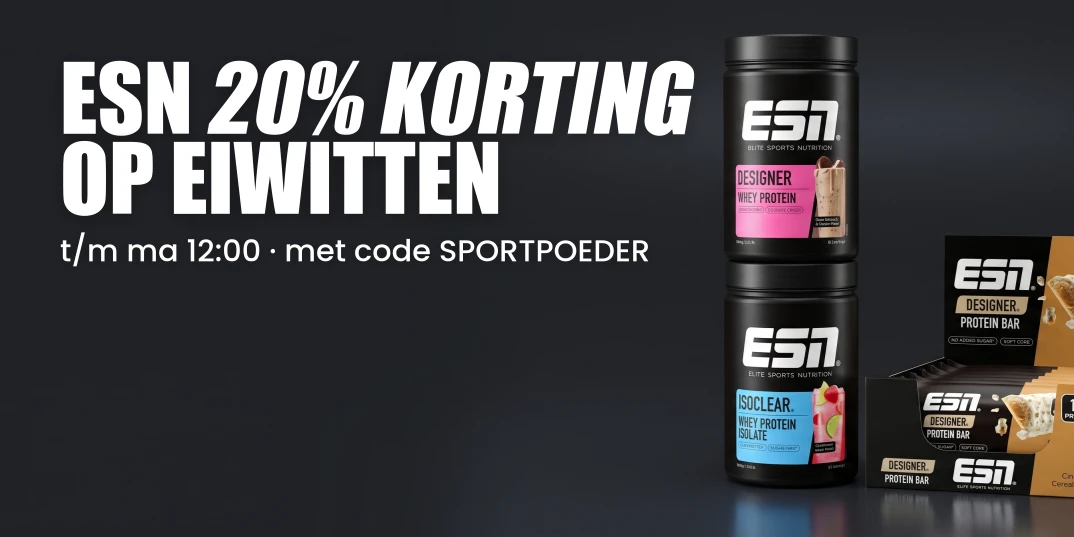 ESN Protein Flash Sale · 20% korting op eiwitten met code SPORTPOEDER, t/m maandag 12:00